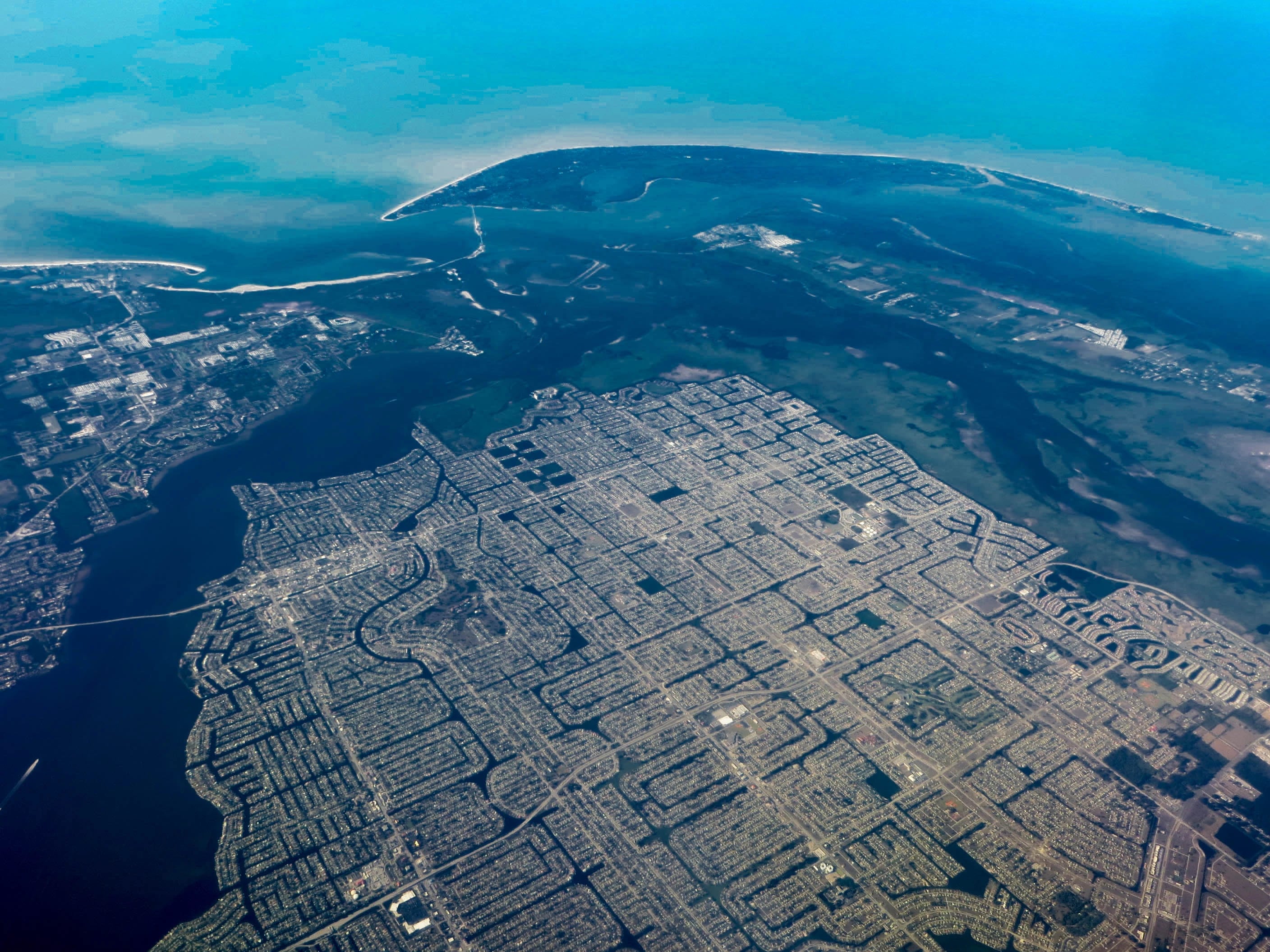 Cape Coral canals and neighborhoods viewed from the air